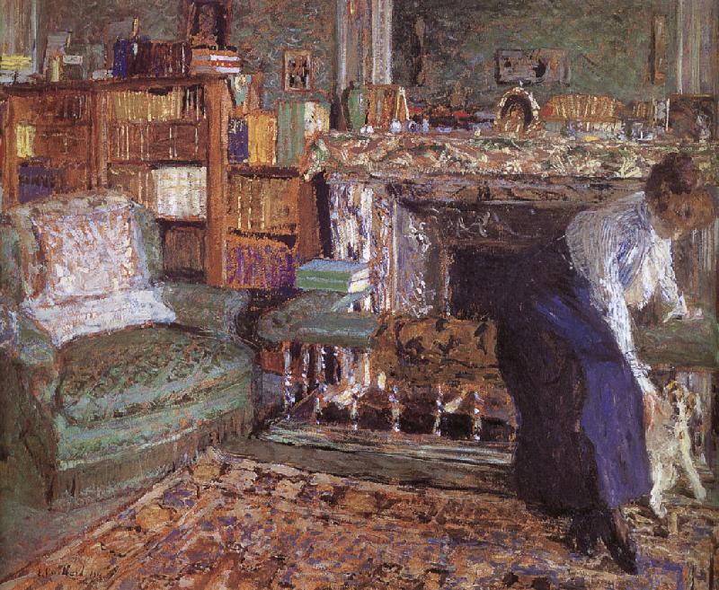 Edouard Vuillard Margaret playing with her puppy